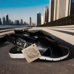 NWT! Harley Davidson Slingback Sandals Doron Women's Size 5 Black